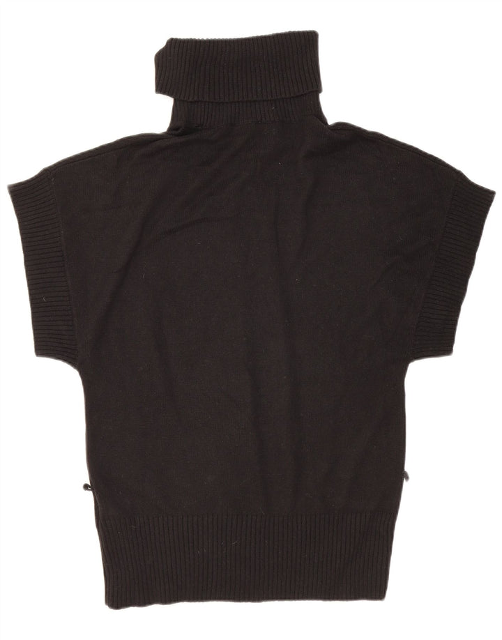 Maglione maglione collo alto a maniche corte da donna Oasis UK 12 medio nero