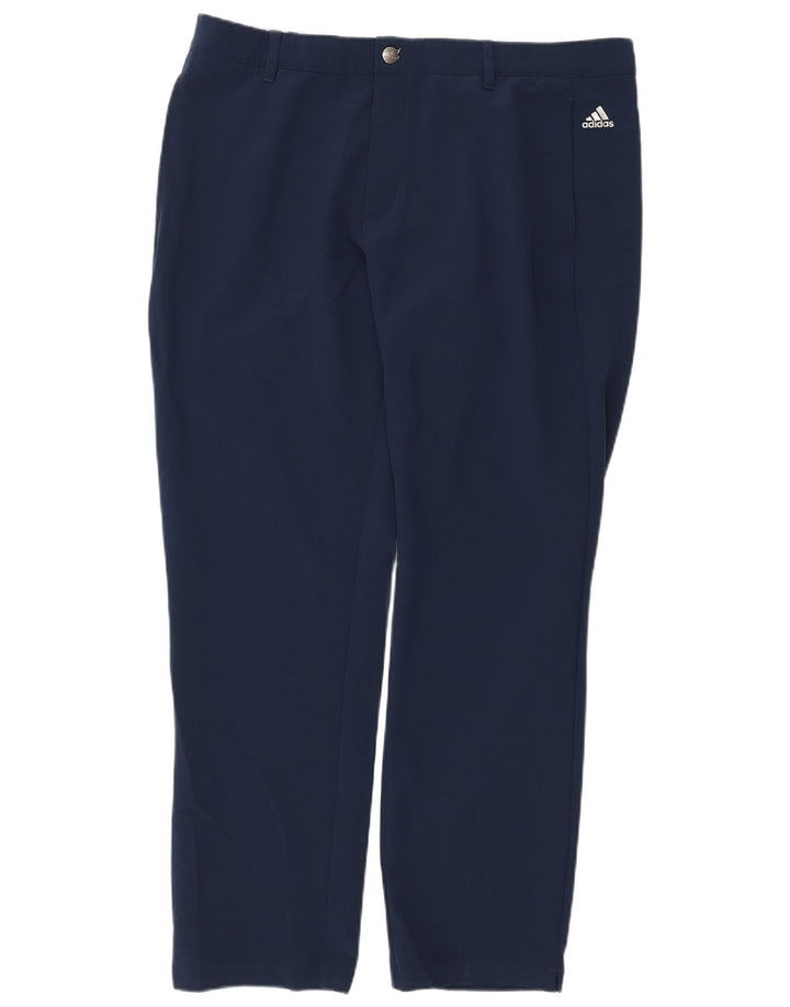 Pantaloni chino dritti da uomo ADIDAS W38 L32 poliestere blu navy