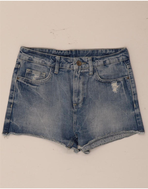 Pantaloncini in denim invecchiato Zara da donna EU 36 XS W26 Blu