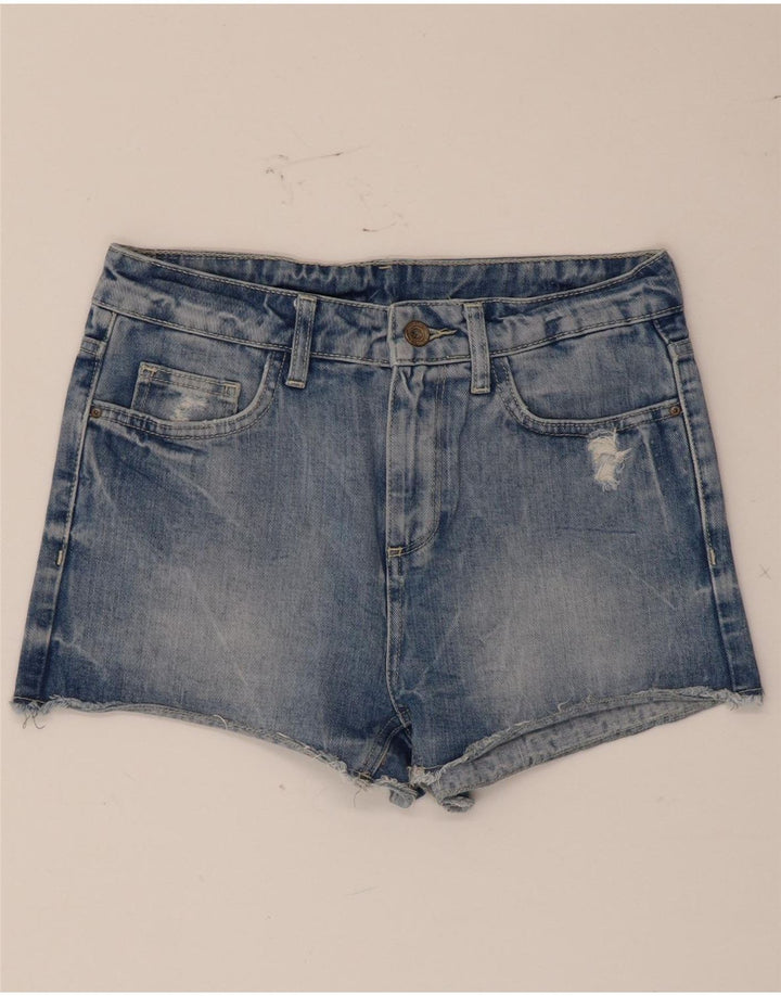 Pantaloncini in denim invecchiato Zara da donna EU 36 XS W26 Blu