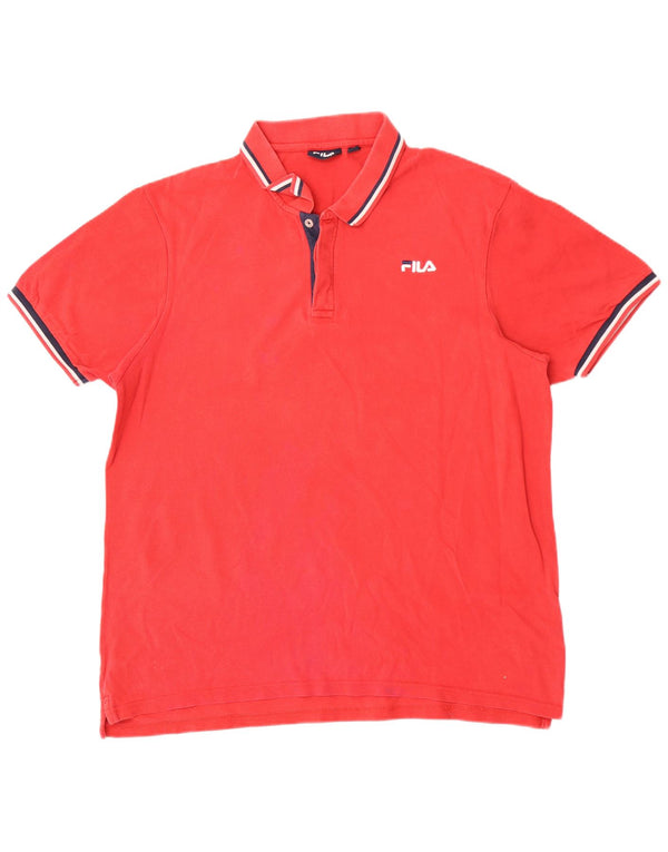 Polo da uomo Fila 2XL in cotone rosso