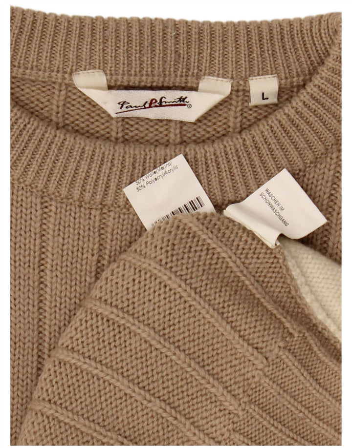 Paul Smith Uomo Maglione Girocollo Maglione Grande Lana Colorblock Beige