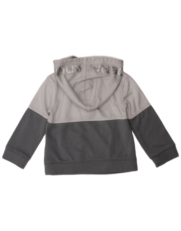 UNDER ARMOUR Baby Boys Graphic Hoodie Jumper 12-18 Months Grey Colourblock