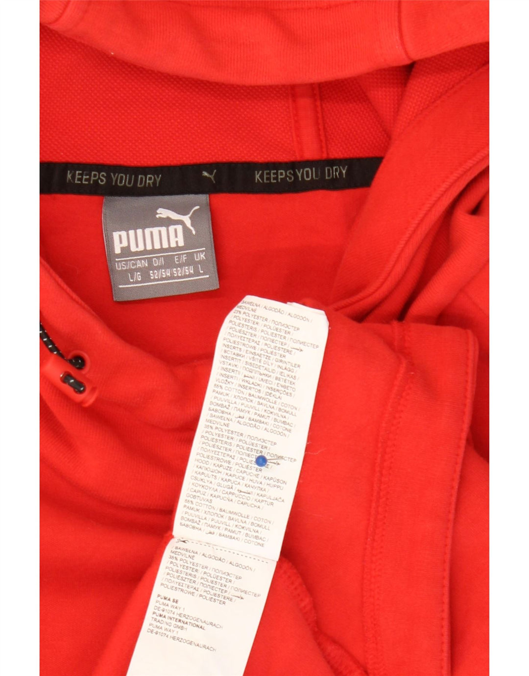 Felpa con cappuccio da uomo PUMA grande in cotone color block rosso