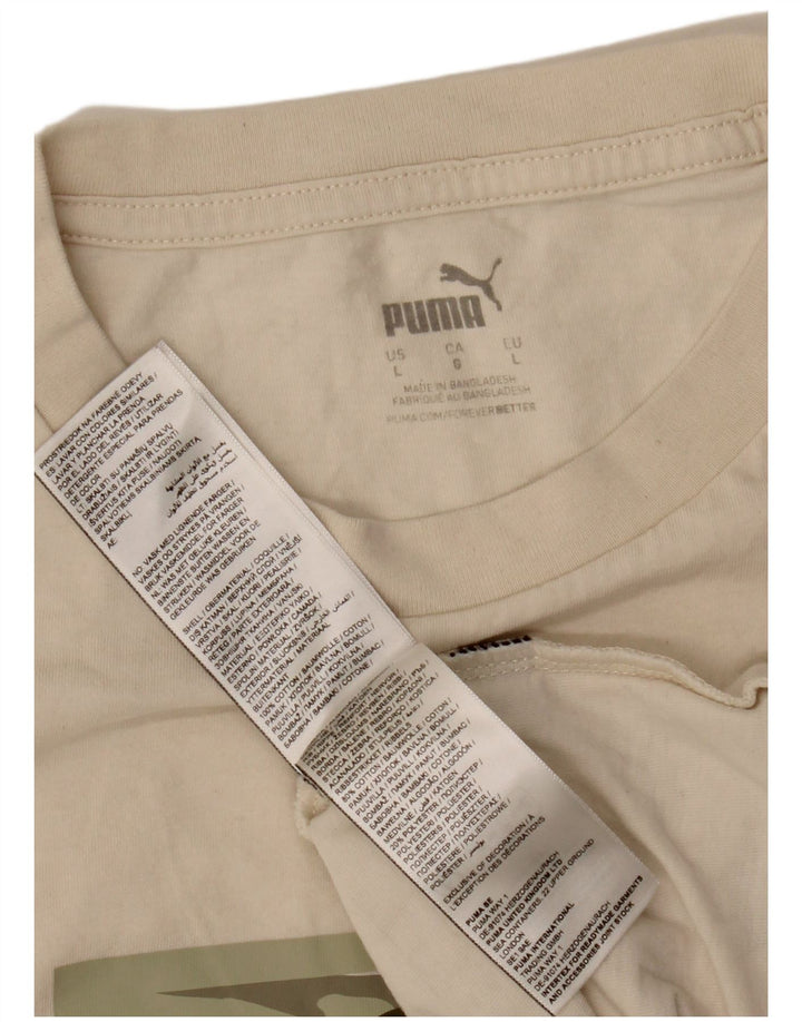 Puma T-shirt grafica da uomo Top Large in cotone bianco sporco