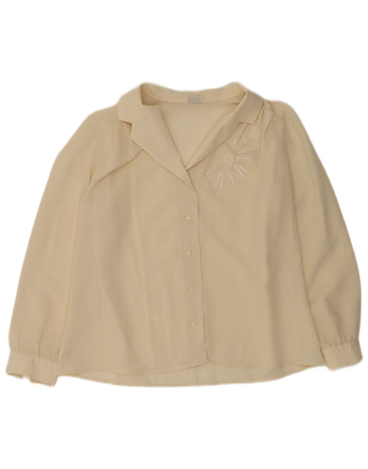 Camicetta camicia vintage da donna IT 47 XL Beige Poliestere