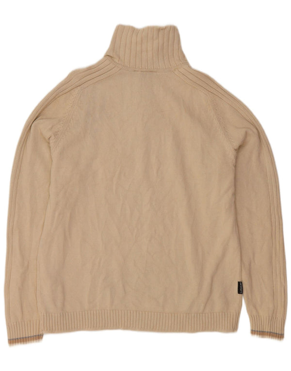 QUIKSILVER Maglione da uomo con collo con zip grafico XL in cotone beige