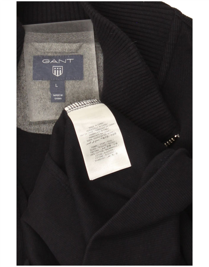 Gant Maglione cardigan con zip intera da uomo grande cotone blu navy
