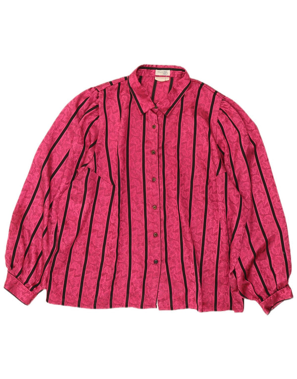 Camicetta camicia oversize da donna vintage IT 52 2XL Poliestere a righe rosa