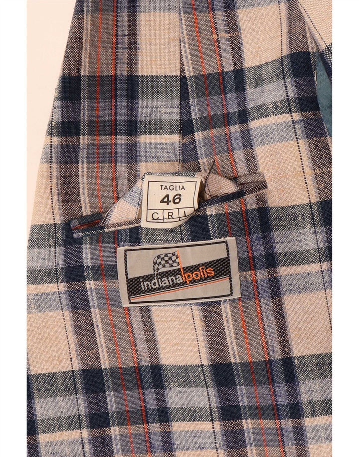 Giacca blazer aperta da uomo vintage IT 46 piccolo motivo a quadri multicolore