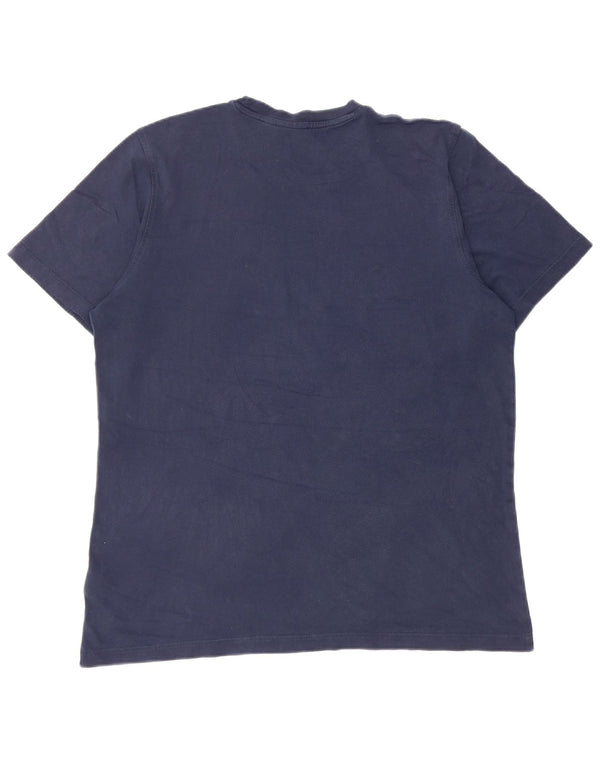 T-shirt grafica da uomo ADIDAS Top grande in cotone blu navy