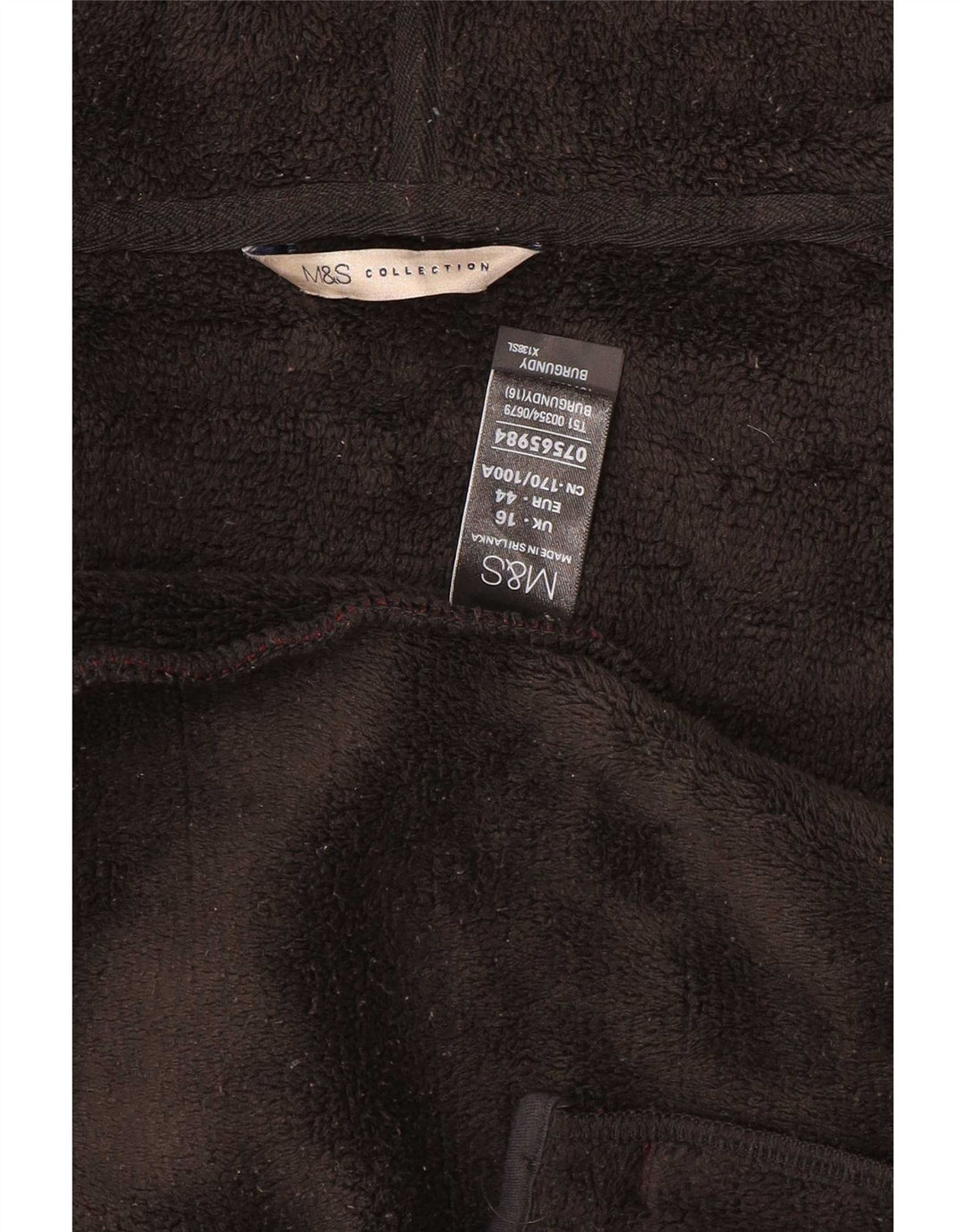 Maglione con cappuccio e zip da donna Marks & Spencer UK 16 Large Bordeaux Poliestere
