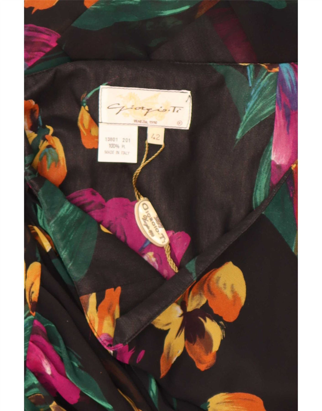 Gonna a trapezio da donna Giorgio Ti a pieghe IT 42 Poliestere floreale nero medio