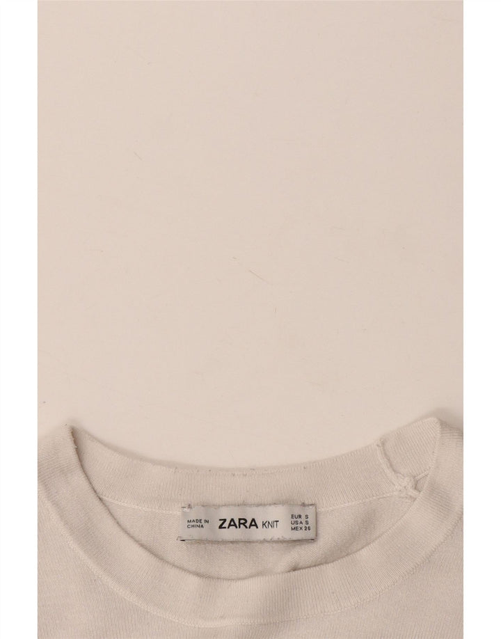 Maglione maglione girocollo da donna Zara UK 10 piccolo bianco