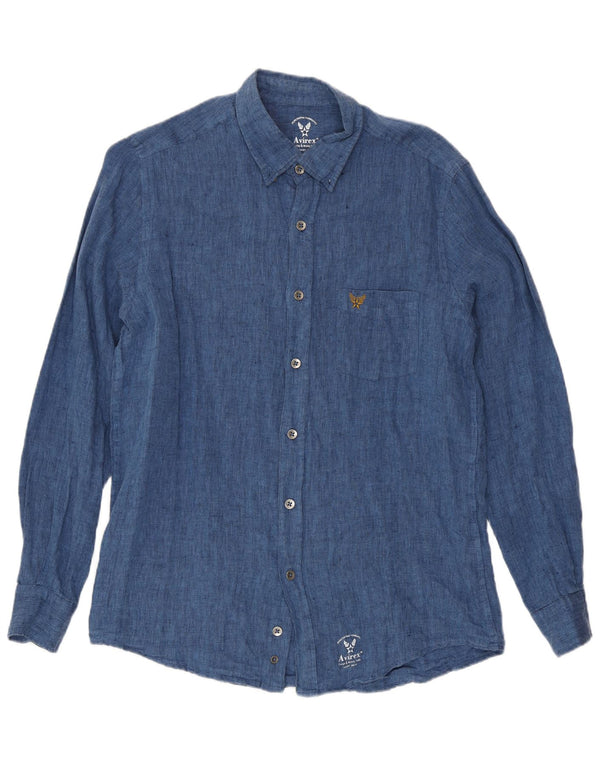 Camicia da uomo Avirex Medium Navy Blue Linen