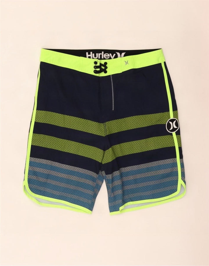 Pantaloncini da bagno da uomo Hurley in poliestere a righe blu medio