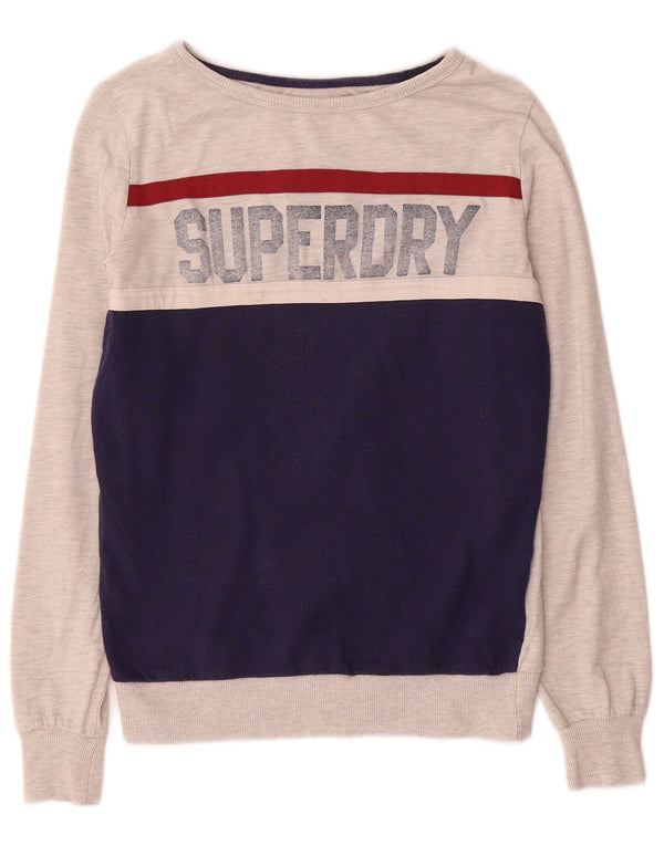 Felpa con grafica da donna Superdry Maglione UK 12 Colorblock grigio medio