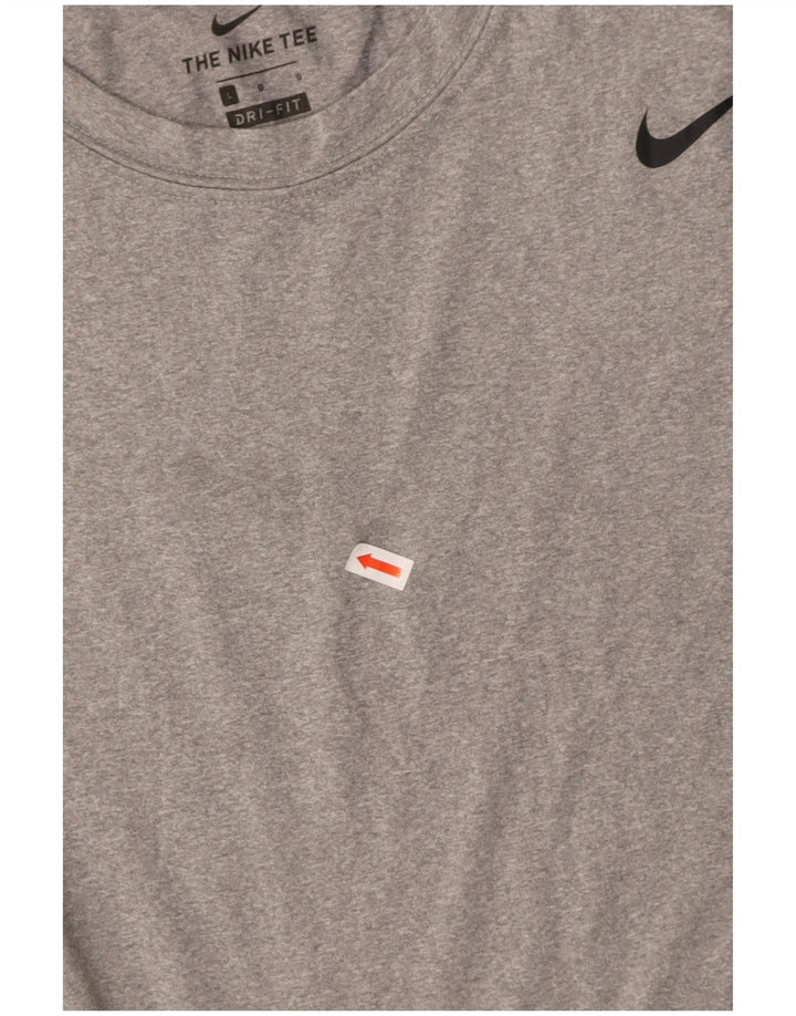 NIKE Mens Dri Fit T-Shirt Top Large Grey Polyester