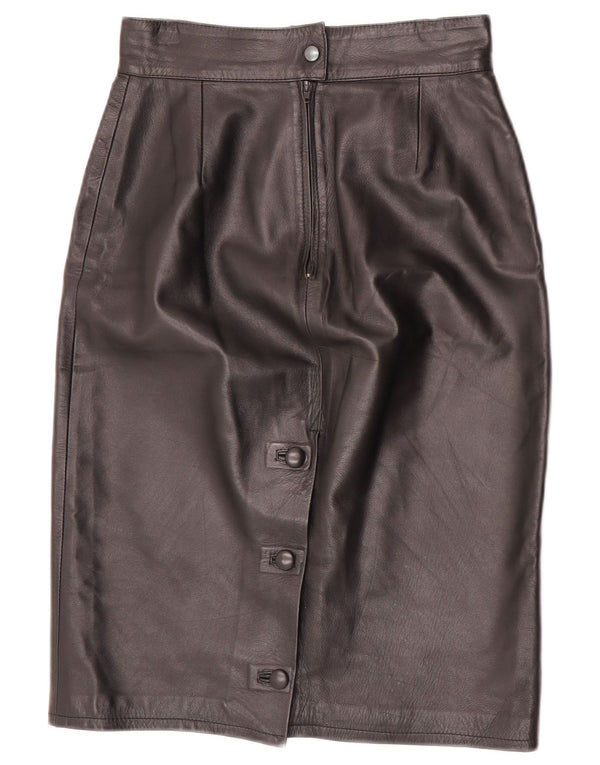 Vintage Womens Leather Skirt W24 XS Black