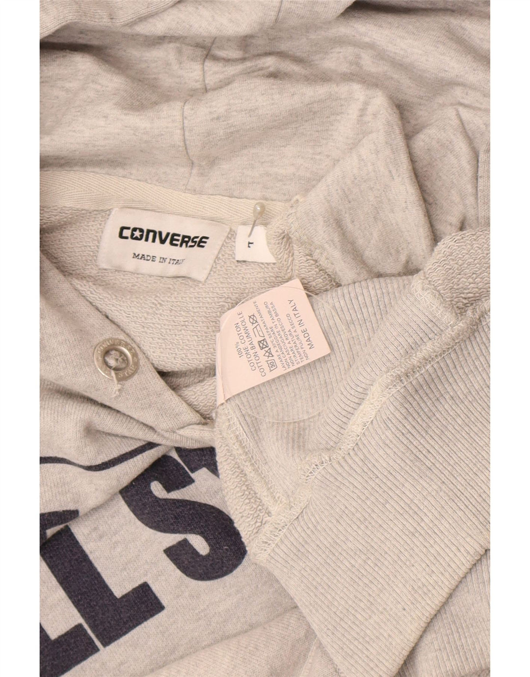 Felpa con cappuccio grafica da uomo Converse grande in cotone grigio