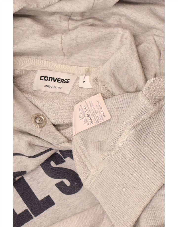 Felpa con cappuccio grafica da uomo Converse grande in cotone grigio