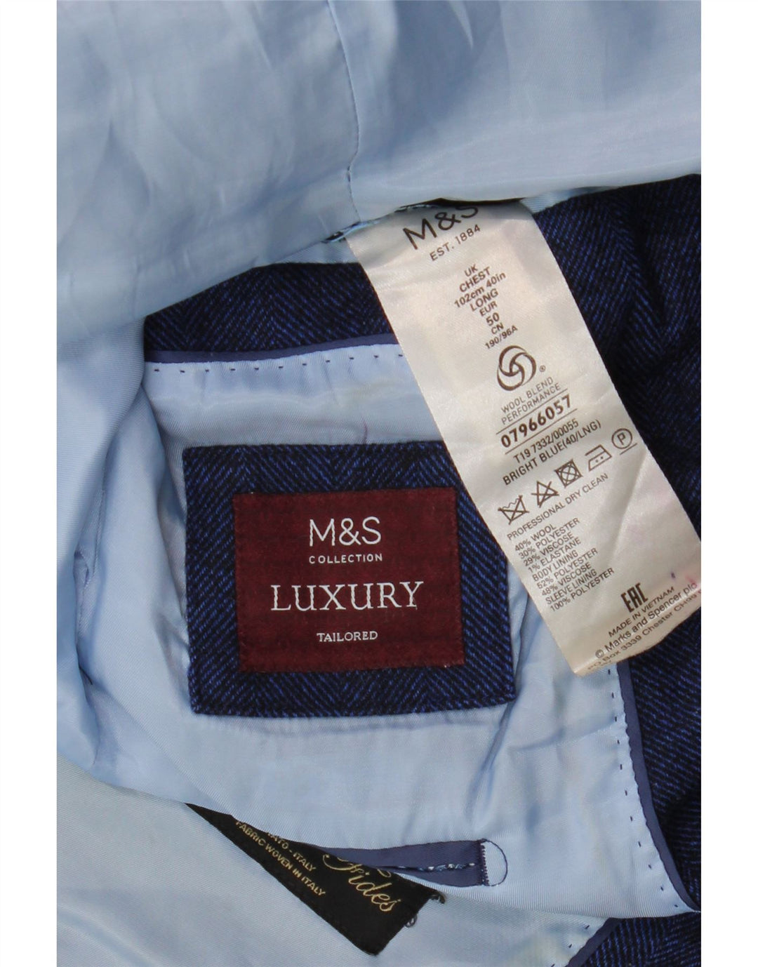 Giacca blazer da uomo su misura Marks & Spencer UK 40 grande blu navy