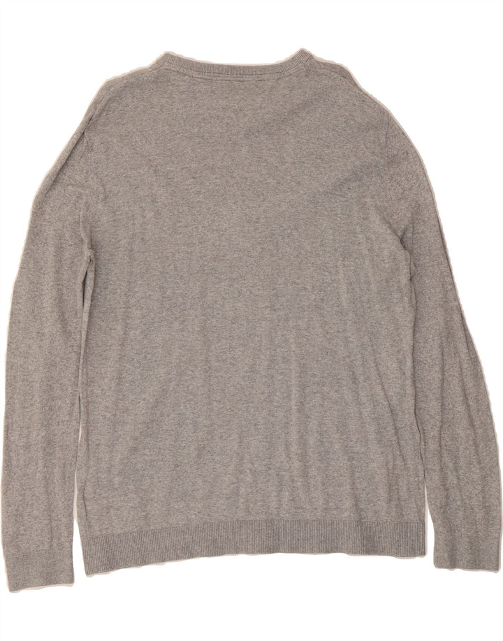 TOMMY HILFIGER Mens Boat Neck Jumper Sweater Large Grey Cotton Vintage Tommy Hilfiger and Second-Hand Tommy Hilfiger from Messina Hembry 