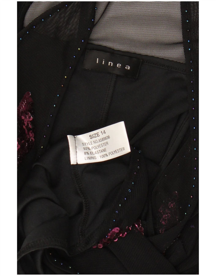 Abito asimmetrico senza maniche da donna Linea UK 14 Medium Black Paisley