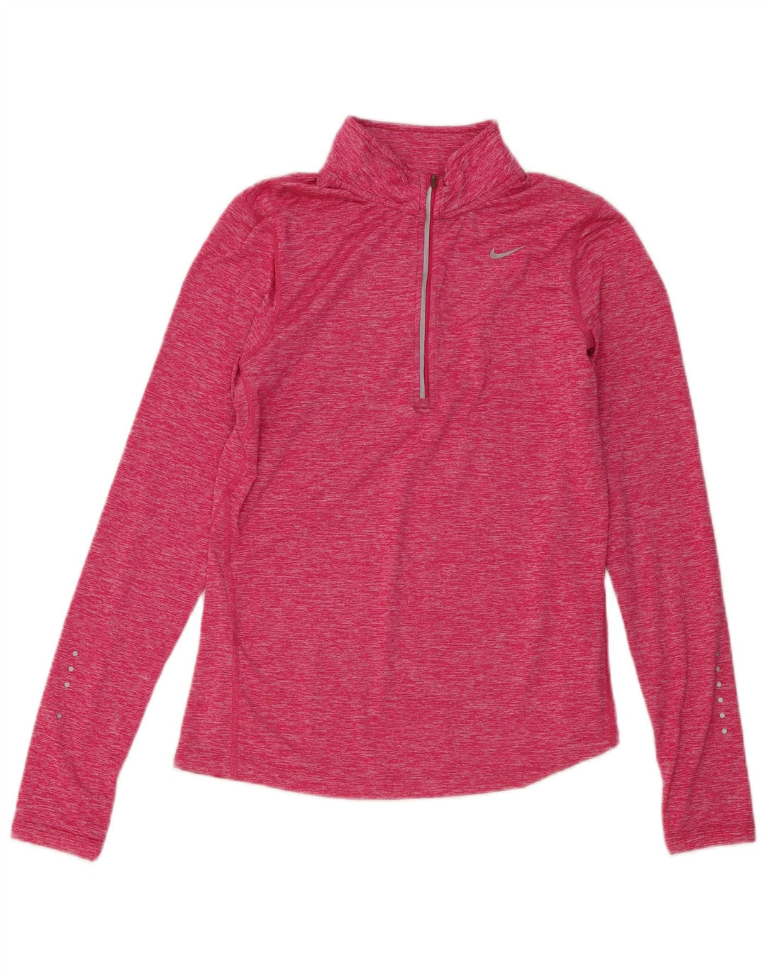 Top della tuta da ginnastica Nike da donna, pullover con zip e collo, UK 10, piccola, rosa, in poliestere