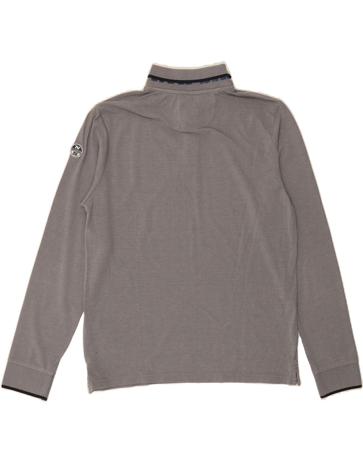 NORTH SAILS Mens Long Sleeve Polo Shirt Medium Grey Cotton Vintage North Sails and Second-Hand North Sails from Messina Hembry 