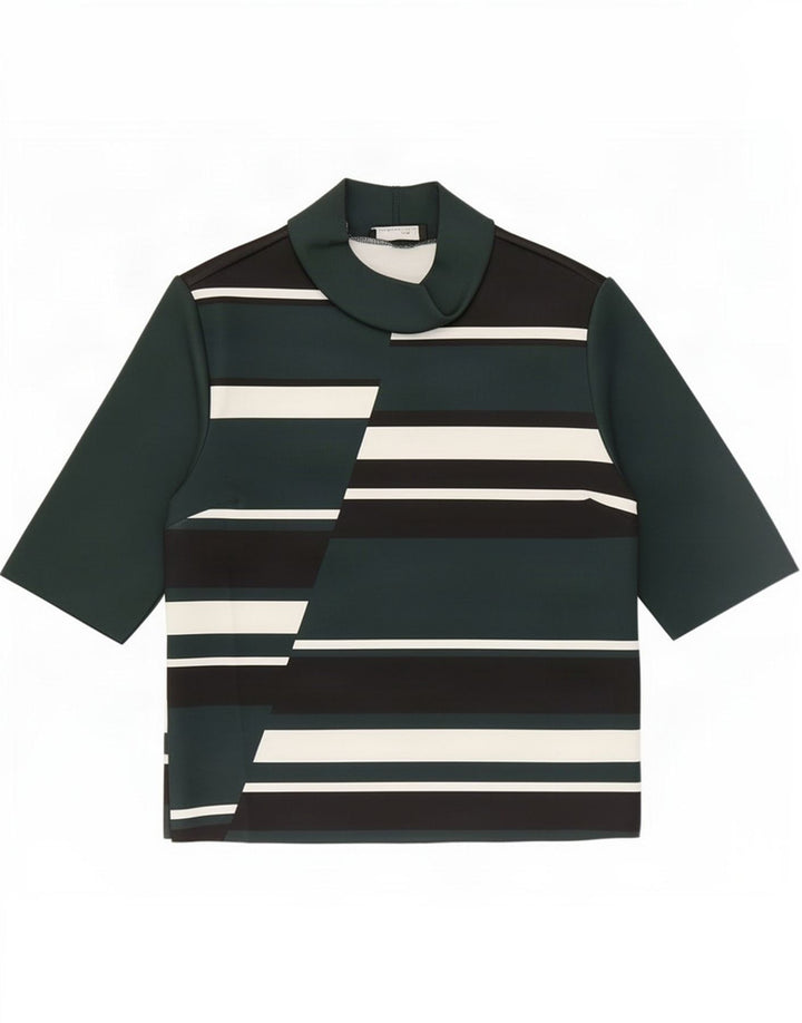 Top in camicetta da donna Zara UK 12 Poliestere color block verde medio