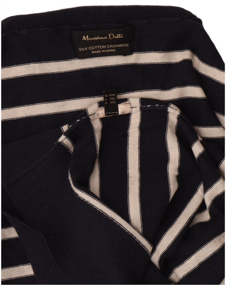 Maglione maglione da donna a collo alto Massimo Dutti UK 10 piccolo a righe blu navy