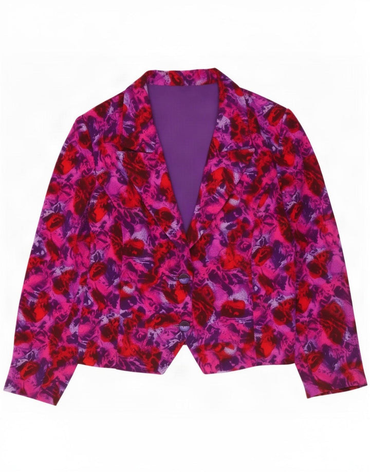 Giacca blazer vintage da donna a 2 bottoni UK 12 medio multicolore floreale