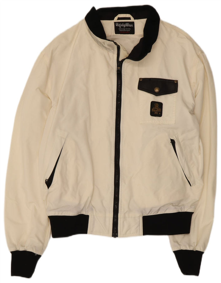 Giacca antipioggia bomber da uomo Refrigiwear UK 36 Small nylon color block bianco
