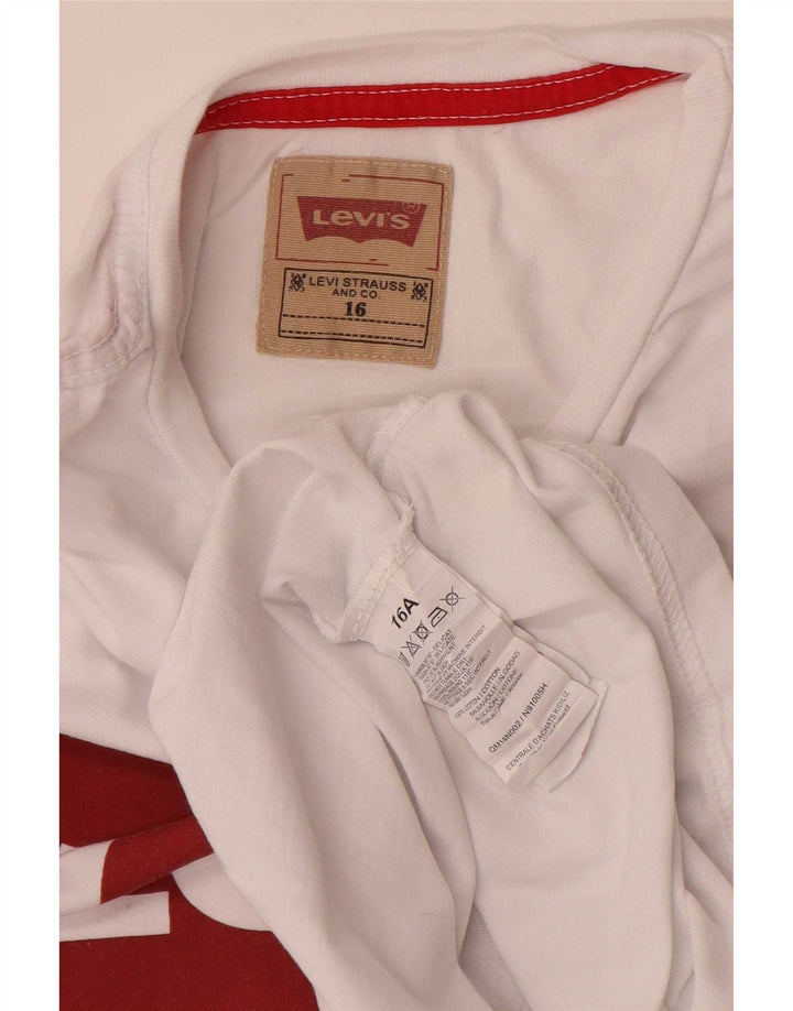 Levi's Maglietta grafica da bambino a maniche lunghe 15-16 anni in cotone bianco