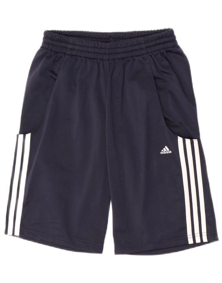 ADIDAS Boys Sport Shorts 15-16 Years Navy Blue Polyester