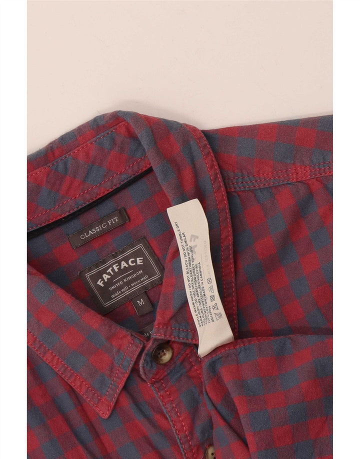 Camicia da uomo a maniche corte dal taglio classico Fat Face in cotone a quadretti rosso medio