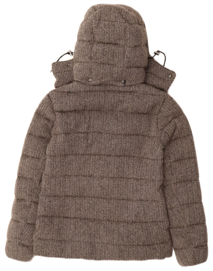 Giacca imbottita con cappuccio da donna Polo Ralph Lauren UK 6 XS lana a spina di pesce grigia