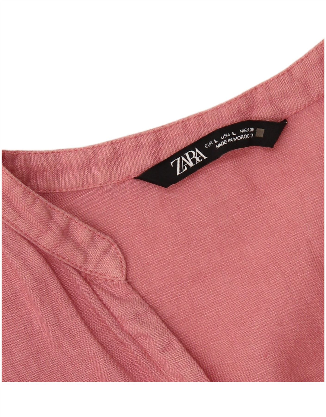 ZARA Camicia da Donna con Maniche a 3/4 Camicetta UK 16 Large Rosa