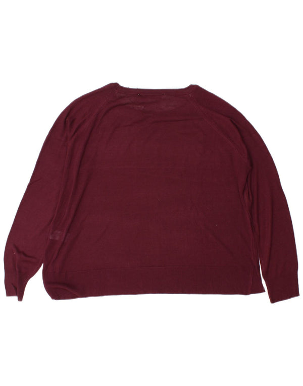 Maglione da donna Zara con scollo a barchetta trasparente UK 14 Bordeaux medio