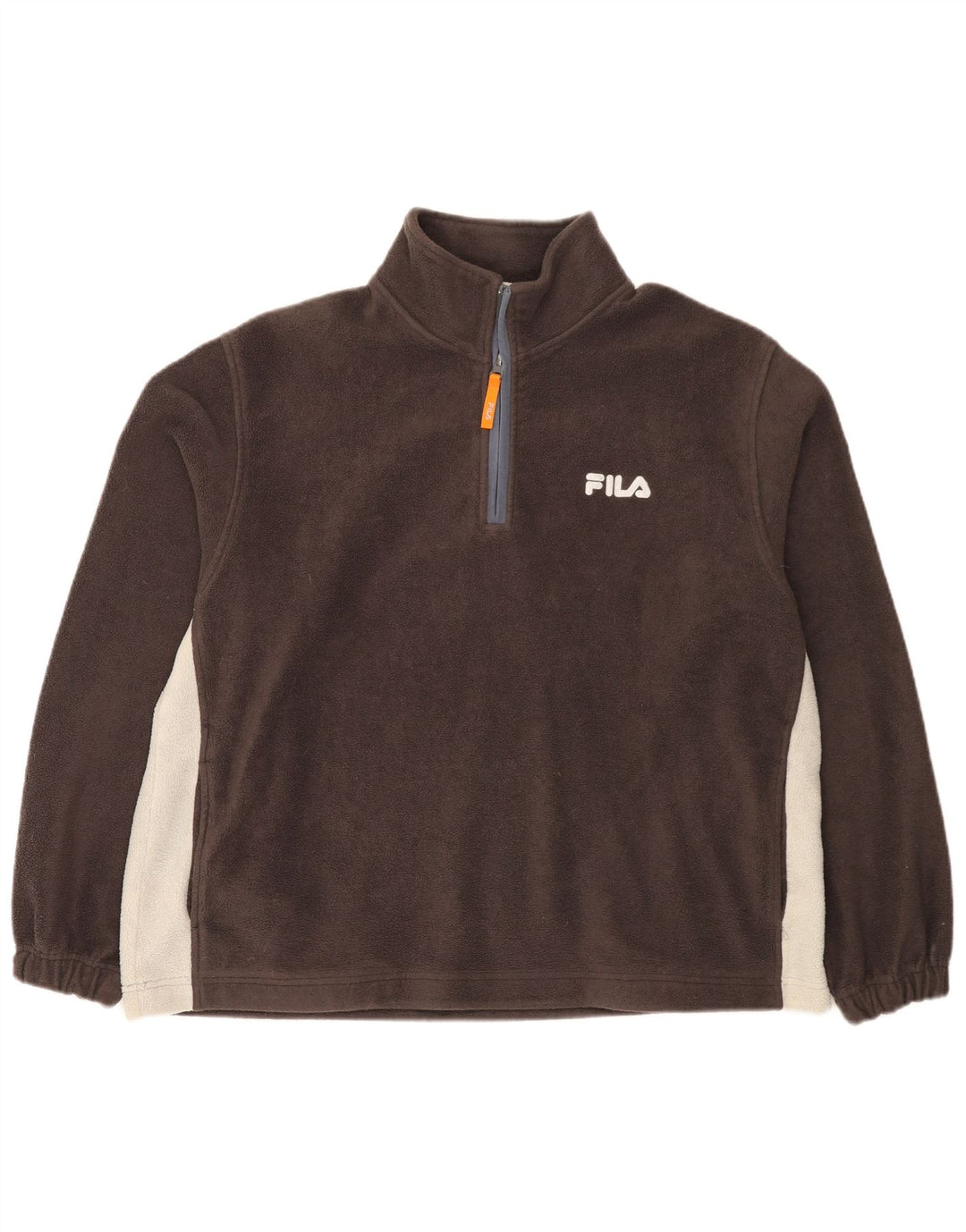 Maglione in pile da uomo Fila con zip e collo, grande, in poliestere color block marrone