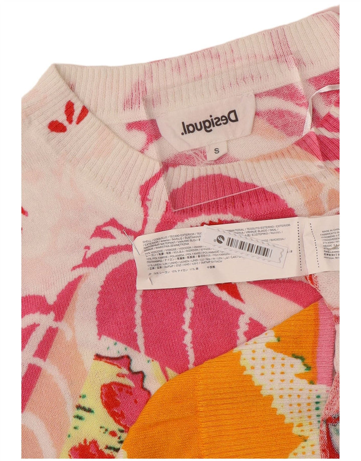 Desigual Donna Maglione Girocollo Maglione UK 10 Piccolo Floreale Multicolore