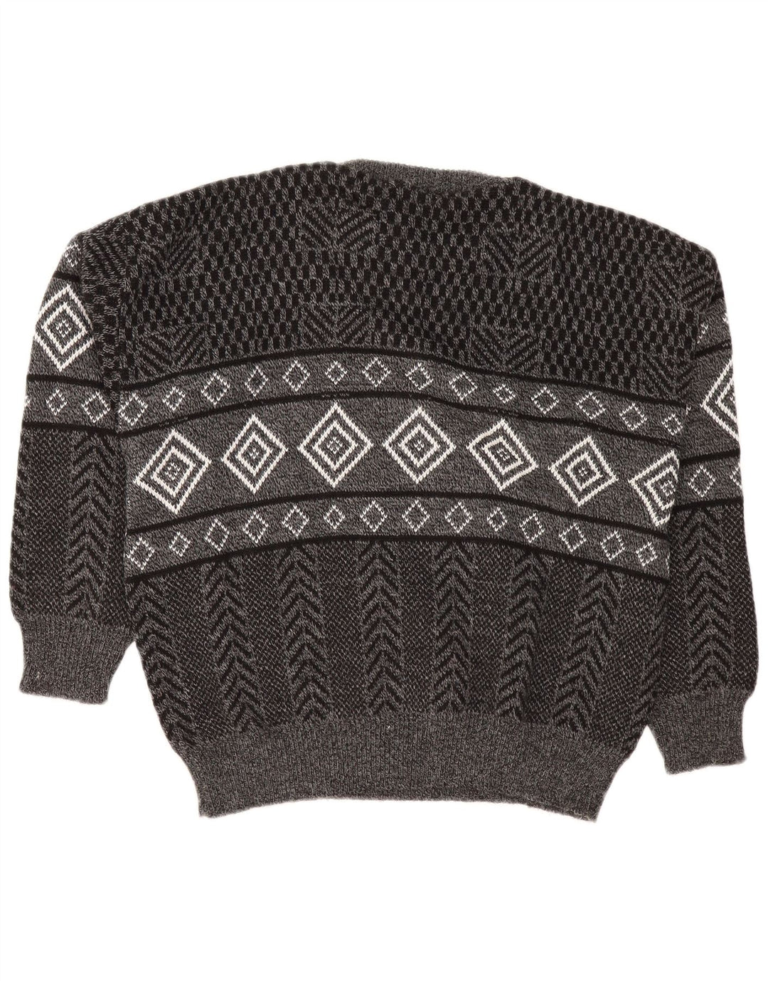 Maglione maglione girocollo da uomo vintage grande grigio a rombi/acrilico diamante
