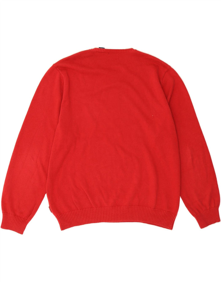 IZOD Mens Crew Neck Jumper Sweater Large Red Argyle/Diamond Cotton Vintage Izod and Second-Hand Izod from Messina Hembry 