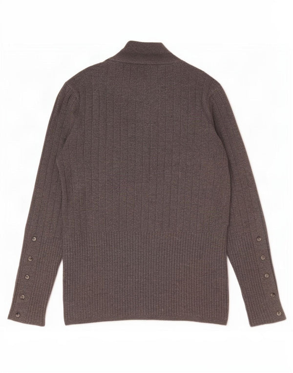 Maglione maglione a collo alto da donna Marks & Spencer UK 12 Viscosa grigio medio