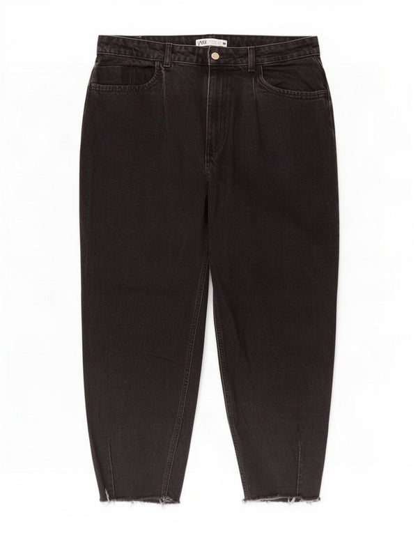 Jeans affusolati a vita alta corti da donna Zara EU 42 Large W32 L26 neri