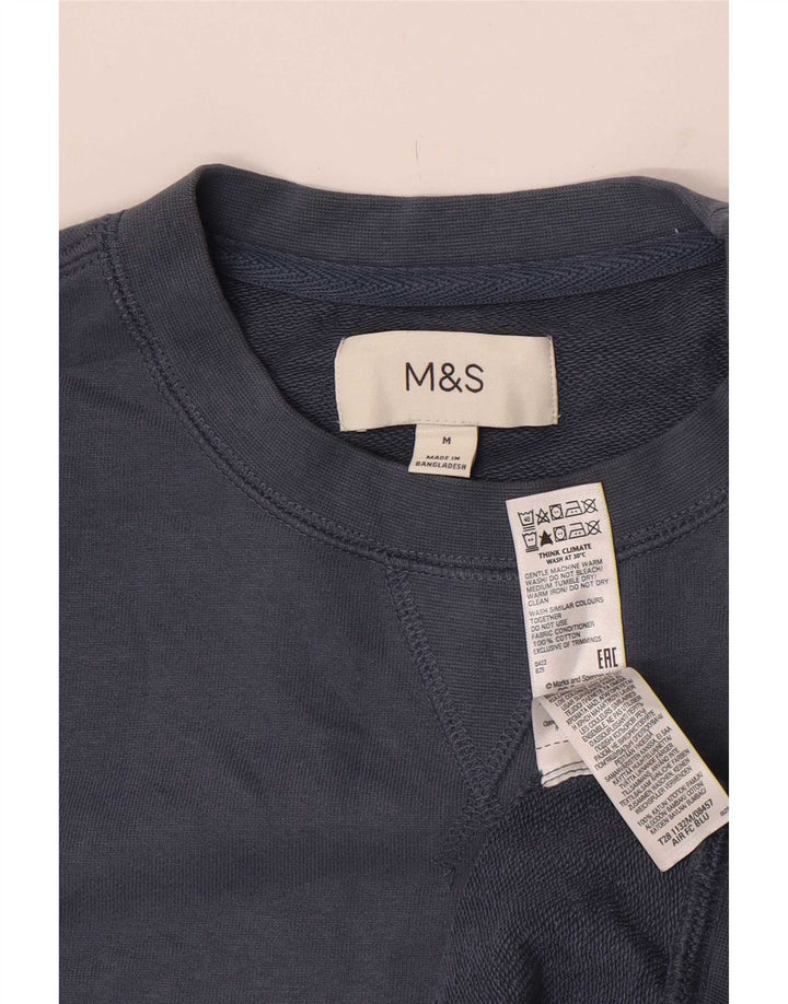 Felpa da uomo Marks & Spencer maglione medio cotone blu navy
