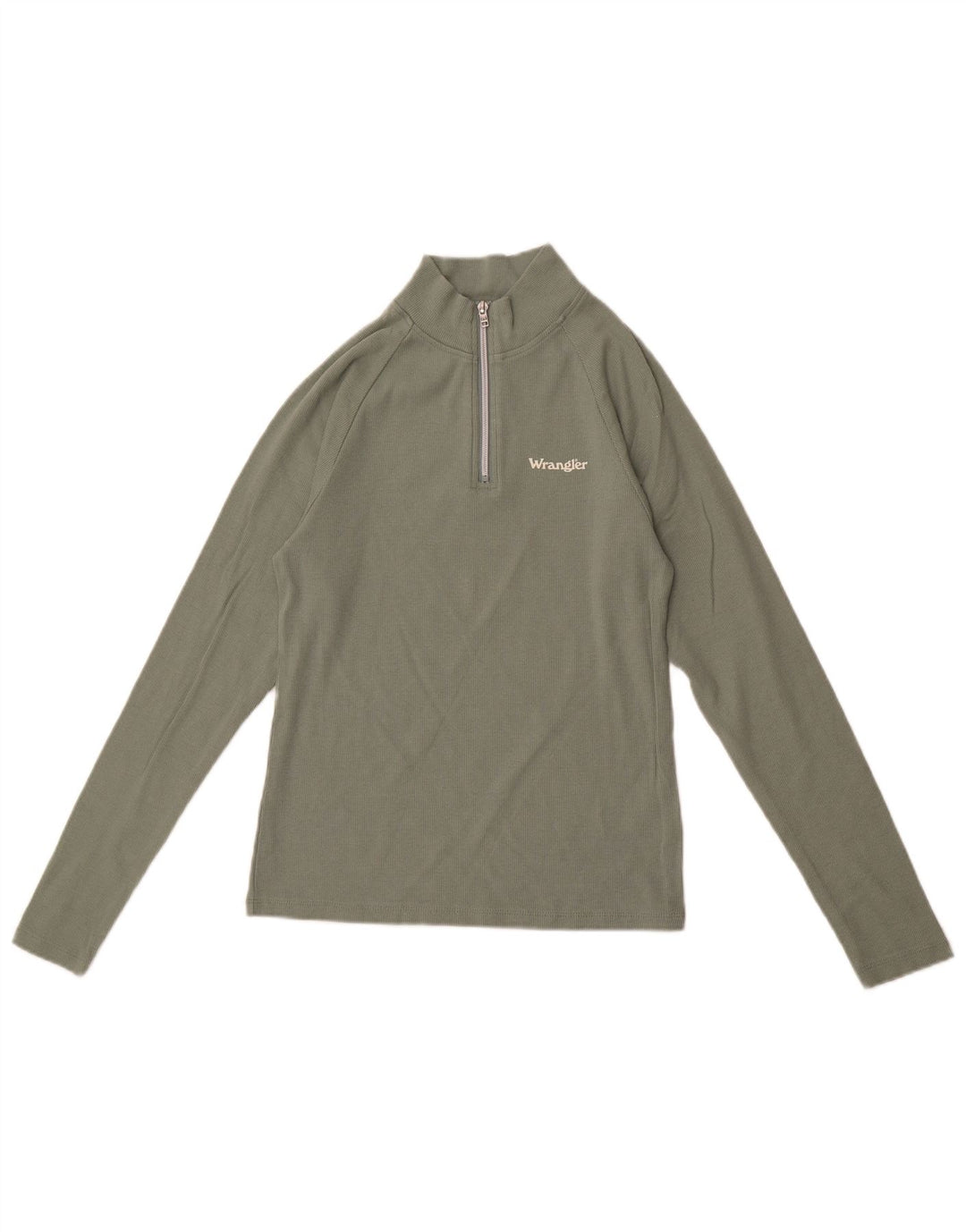 Wrangler Top da donna con zip e collo a maniche lunghe UK 12 Cotone verde medio