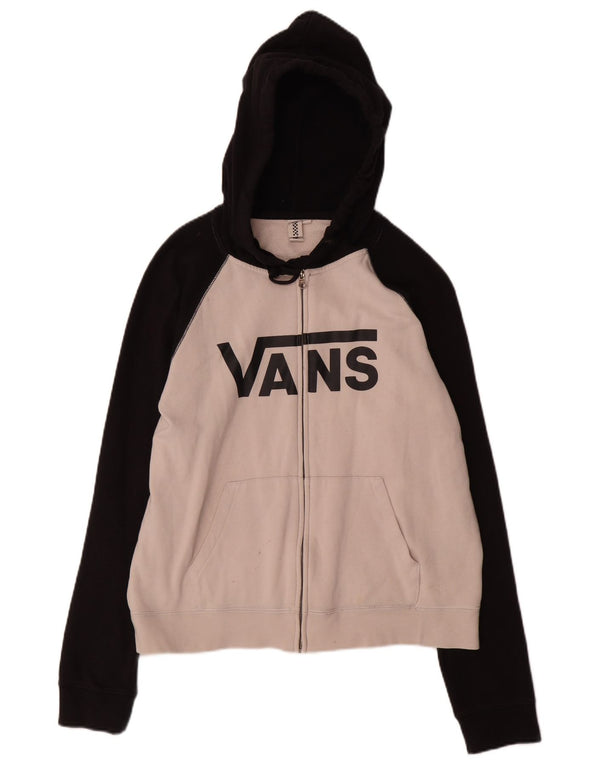 Felpa con cappuccio e zip grafica da donna Vans UK 16 Large Beige Colourblock Cotton