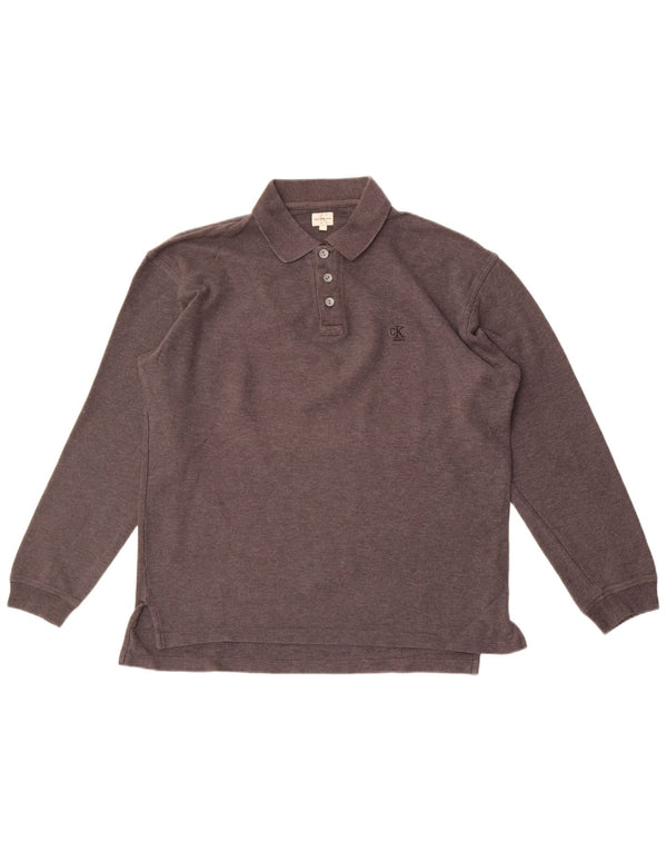Polo a maniche lunghe da uomo Calvin Klein Jeans grande grigia
